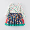 GIRLS CHRISTMAS PRINT MILK SILK DRESS