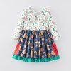 GIRLS CHRISTMAS PRINT MILK SILK DRESS