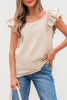 Beige Textured Bow Knot Frilled Butterfly Sleeve Blouse