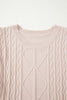 Parchment Cable Knit Ruffle Detail Contrast Floral Sleeve Patchwork Sweater