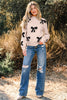 Racing Red Pearl Embellished Bow Pattern Loose Sweater