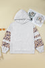 Light Grey Camouflage Patchwork Asymmetric Sleeve Plus Size Hoodie