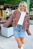Old Rose Quilted Metal Button Pocket Jacket