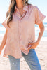Delicacy Metallic Buttoned Loose Fit Short Sleeve Shirt