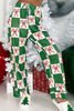 Green Holly Jolly Checkered Pattern 2pcs Long Pajama Set