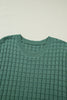 Mist Green Plus Size Solid Color Textured Knit Short Sleeve Sweater
