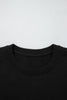 Black Solid Color Oversize Slit Sweatshirt Ribbed Leggings 2pcs Set
