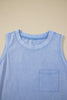 Phalaenopsis Mineral Wash Patched Chest Pocket Casual Tank Top