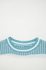 Light Blue Two Tone Striped Patchwork Drop Shoulder Loose Sweater