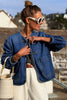Sail Blue Vintage Fastening Big Patched Pockets Straight Cut Deep Wash Denim Jacket