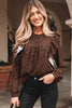 Brown Leopard Print Ruffled Puff Sleeve Blouse