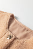 Light French Beige Big Button Accent Fuzzy Pocket Vest