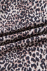 Brown Wild Leopard Print Contrast Lace Striped Detail Drawstring Pants