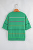 Green Colorblock Striped Half Sleeve Drop Shoulder Sweater