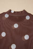 Black Vintage Polka Dot Print Mesh Long Sleeve Bodysuit