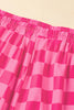 Multicolour Checkered Drawstring Elastic Waist Casual Shorts