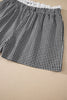 Black Contrast Trim Plaid Print Plus Size Shorts