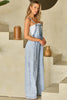 Dark Grey Light Wash Frayed Exposed Seam Wide Leg Denim Overall