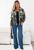 Black Plaid Print Textured Knit Buttoned Shacket