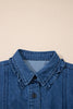 Sail Blue Ruffled Edge Collared Shift Denim Dress with Pockets