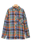 Orange Plus Size Plaid Print Buttoned Shirt