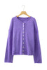 Wisteria Solid Color Knit Button Drop Shoulder Sweater Cardigan