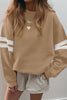 Light French Beige Varsity Striped Detail Drop Shoulder Oversized Sweatshirt