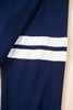 Navy Blue Varsity Stripe Detail Drop Shoulder Pullover Mini Skirt Set
