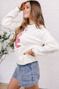 Racing Red Stitched Detail Christmas Tree Holiday Casual Sweater