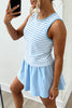 Sky Blue Stripe Slim Tank Contrast Ruffle Mini Skort Set