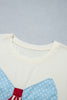 White Distressed Flag Bow Patched Plus Size T Shirt