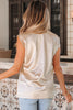 Gold Round Neck Metallic Tank Top