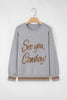 Coffee See You Cowboy Embroidered Western Graphic Sweater