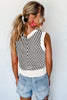 Black Contrast Chevron Knit V Neck Sweater Vest