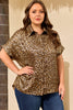 Gold Plus Size Leopard Print Short Sleeve Dolman Shirt