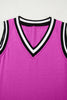 Purple Orchid Color Contrast Trim V Neck Shift Sleeveless Mini Dress