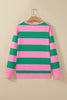 Red Stripe holly jolly Letter Embroidered Pullover Sweatshirt