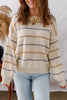 Multicolour Striped Ribbed Edge Drop Shoulder Sweater