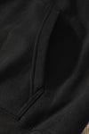 Black Fleece Lined Kangaroo Pocket Drawstring Chunky Hoodie