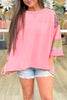 Gossamer Pink Floral Color Block Patchwork Long Sleeve Top