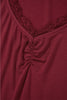 Smoke Gray Lace-trimmed Sweetheart Neckline Ruched Detail Long Sleeve T-shirt