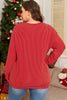 Fiery Red Twist Ribbed MERRY Letter Graphic Plus Size Pullover