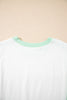Light Green Color Block Exposed Seam Crew Neck T Shirt