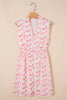 Pink Full Zip Cinched Waist Sleeveless Bow Mini Dress