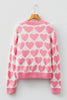 Strawberry Pink Valentine Heart Print Knit Sweater