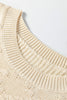 Jet Stream Mixed Texture Knit Flower Embroidered Detail Casual Sweater