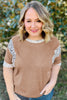 Chestnut Animal Color Block Patchwork Plus Size Tee
