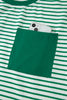 Sky Blue Stripe Crew Neck Tee Drawstring Waist Cropped Pants Set