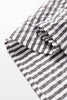 Dark Grey Striped Print Contrast Patchwork Detail Split Neck Blouse