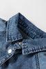 Blue Beau Chest Pocket Raw Hem Denim Loose Shirt Dress